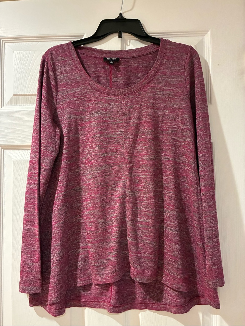 Jones New York Pink Marled Long-Sleeve Scoop Neck Top